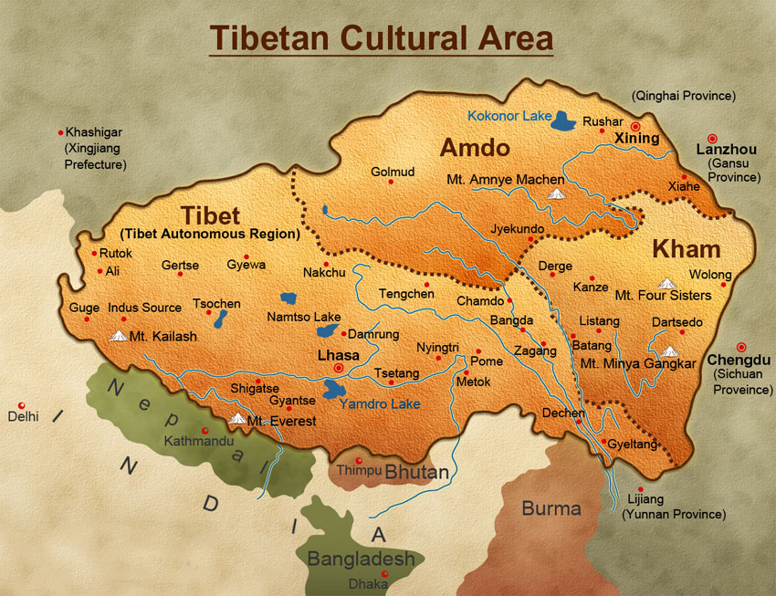 Tibet Tour Map 